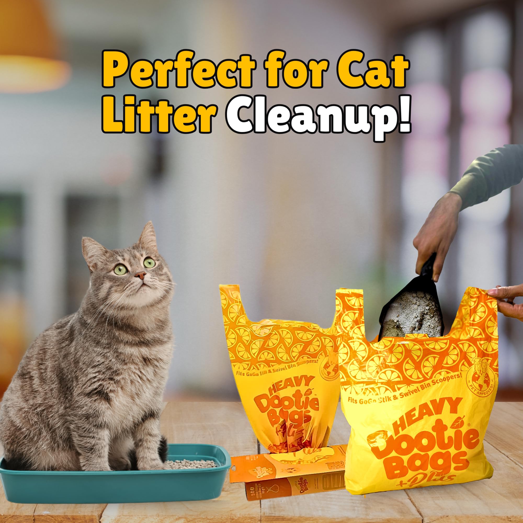 Heavy Dootie Bags +Plus A Hint Of Citrus Scent With Ez Tie Handles. For Pet Dog Poop, Cat Litter. Multi-Use. Fits Swivel Bin And